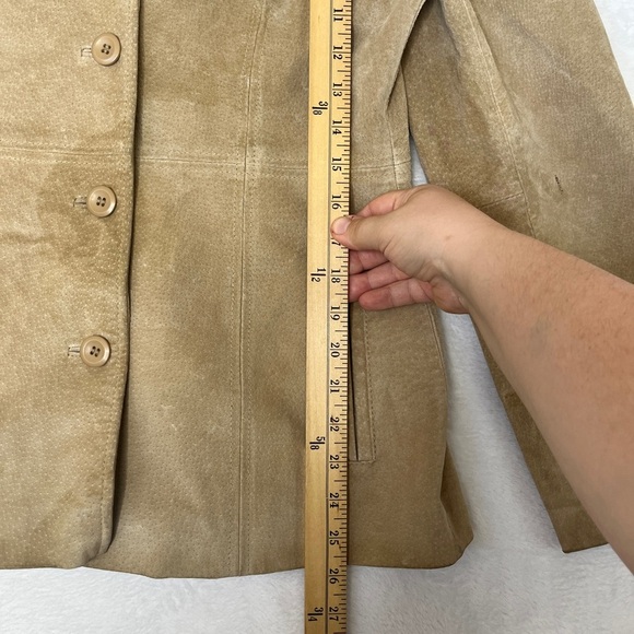 VTG Y2K Wet Seal Tan Suede Leather Collared Jacket Sz M Gilmore Girls Western - Picture 8 of 10